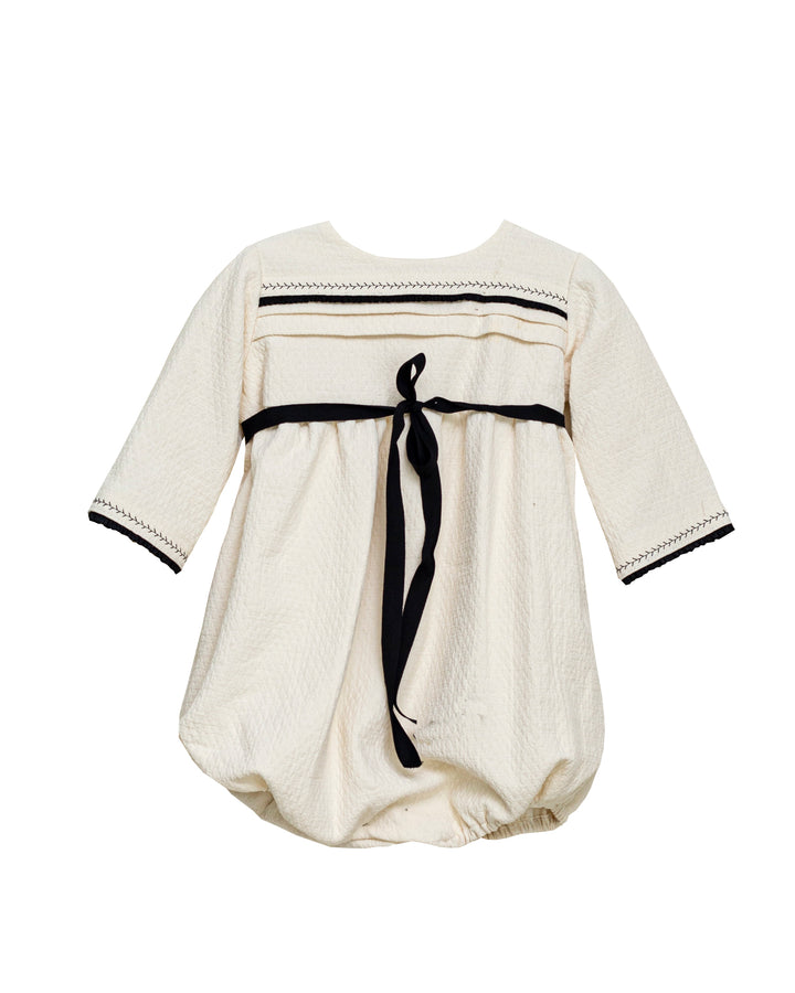 one piece high waisted quilted romper with waist tie - dolby