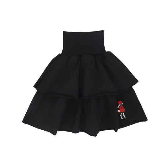 skirt tiered embroidered - black