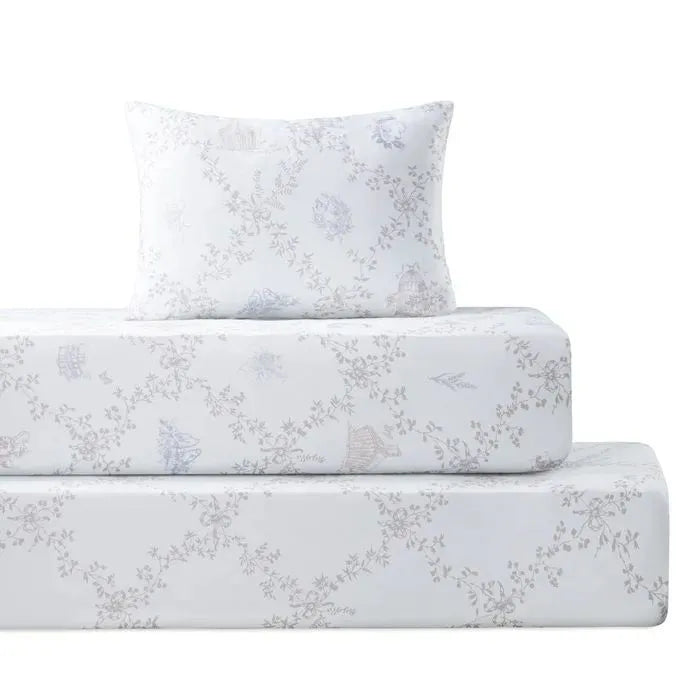 crib set lattice luxe print - white/print