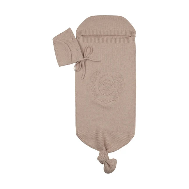 cocoon peluche bebe embossed with bonnet - taupe