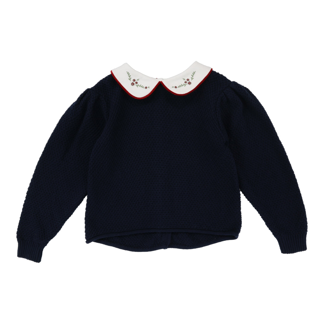 top l/s sweater peter pan knit - navy