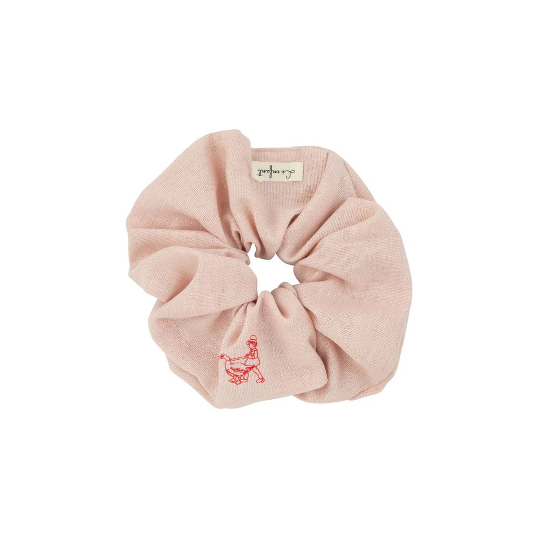 pony garden embroidered scrunchy - pink
