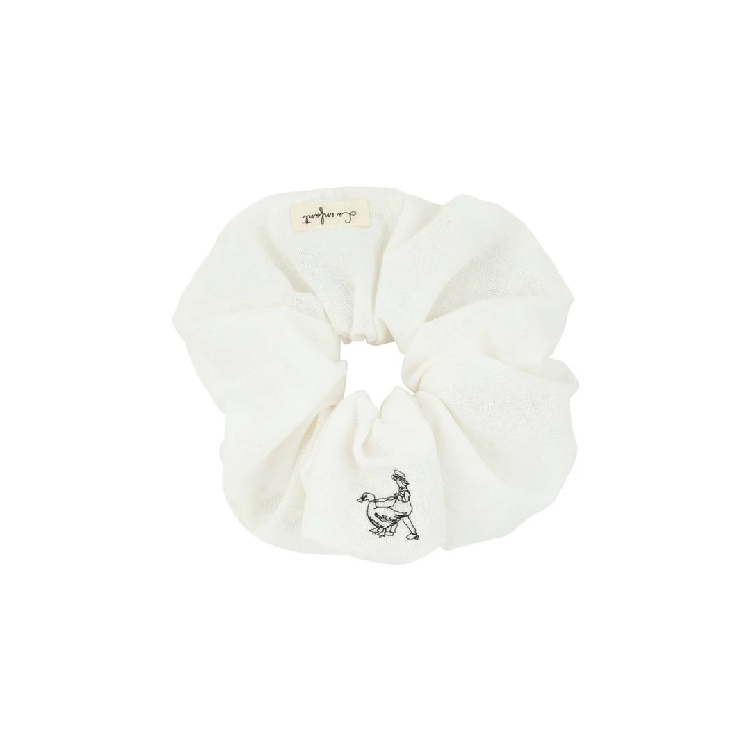 pony garden embroidered scrunchy - white