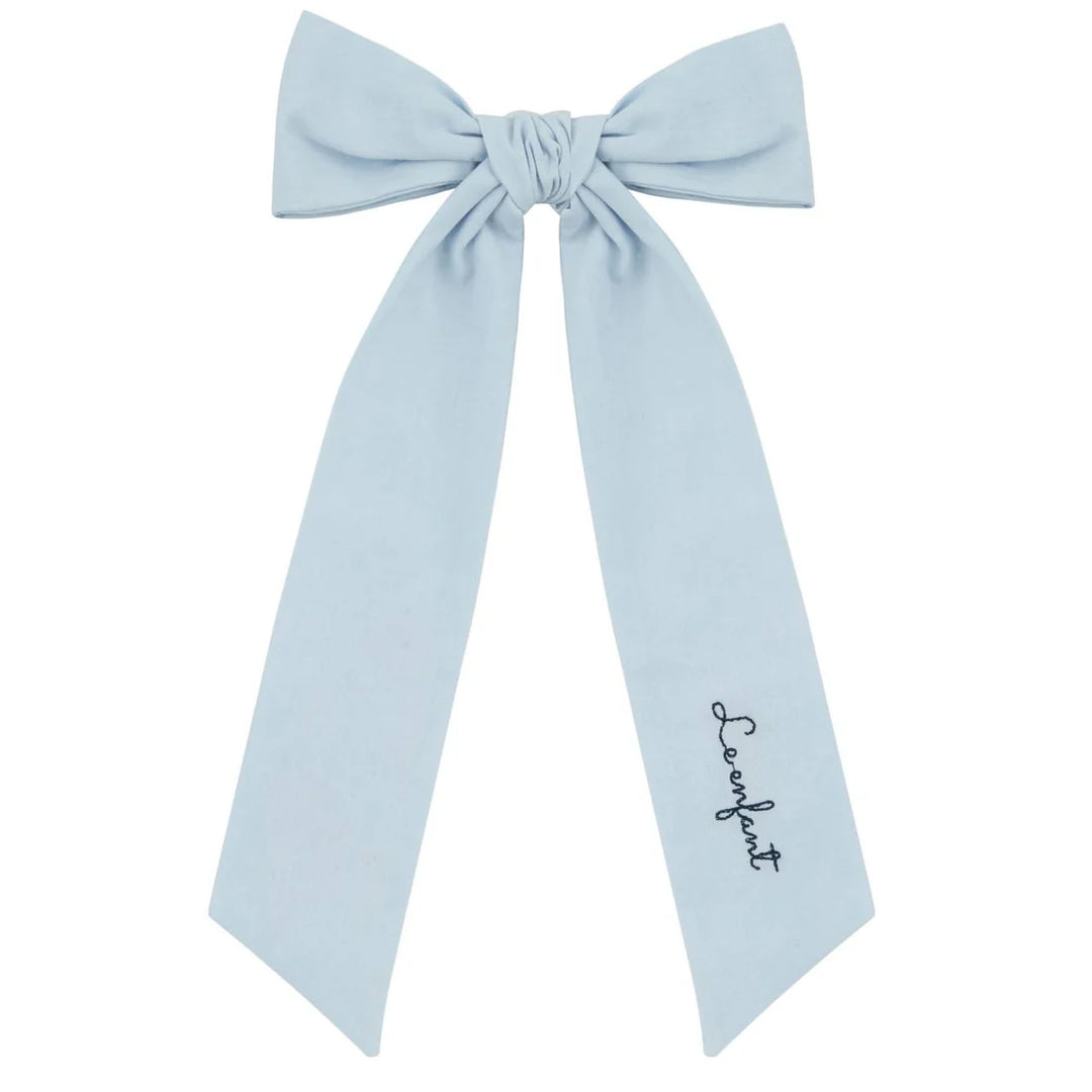 clip stitched logo bow large - light blue