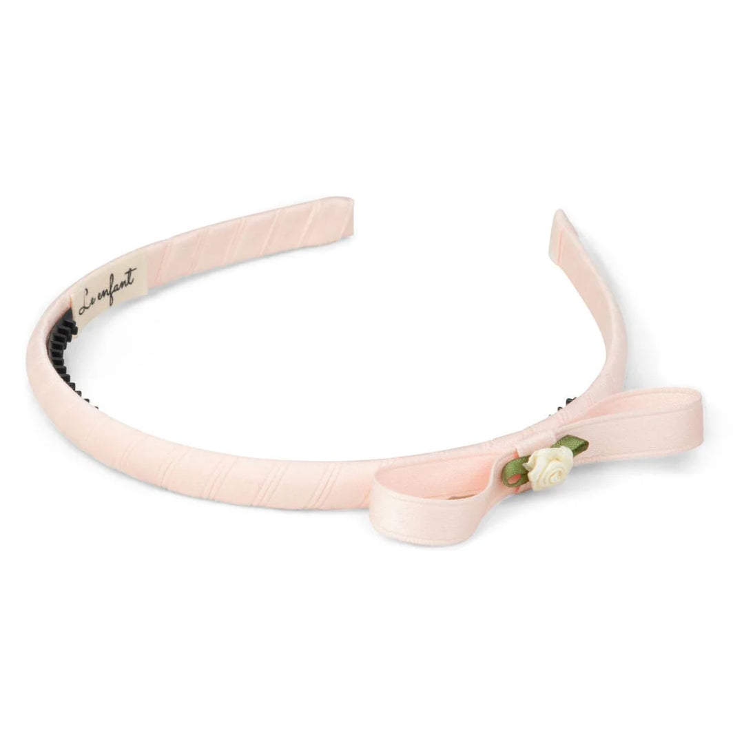 headband thin rose bow - soft pink