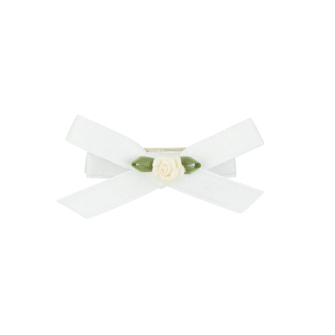 clip mini rose bows 2 pk - white