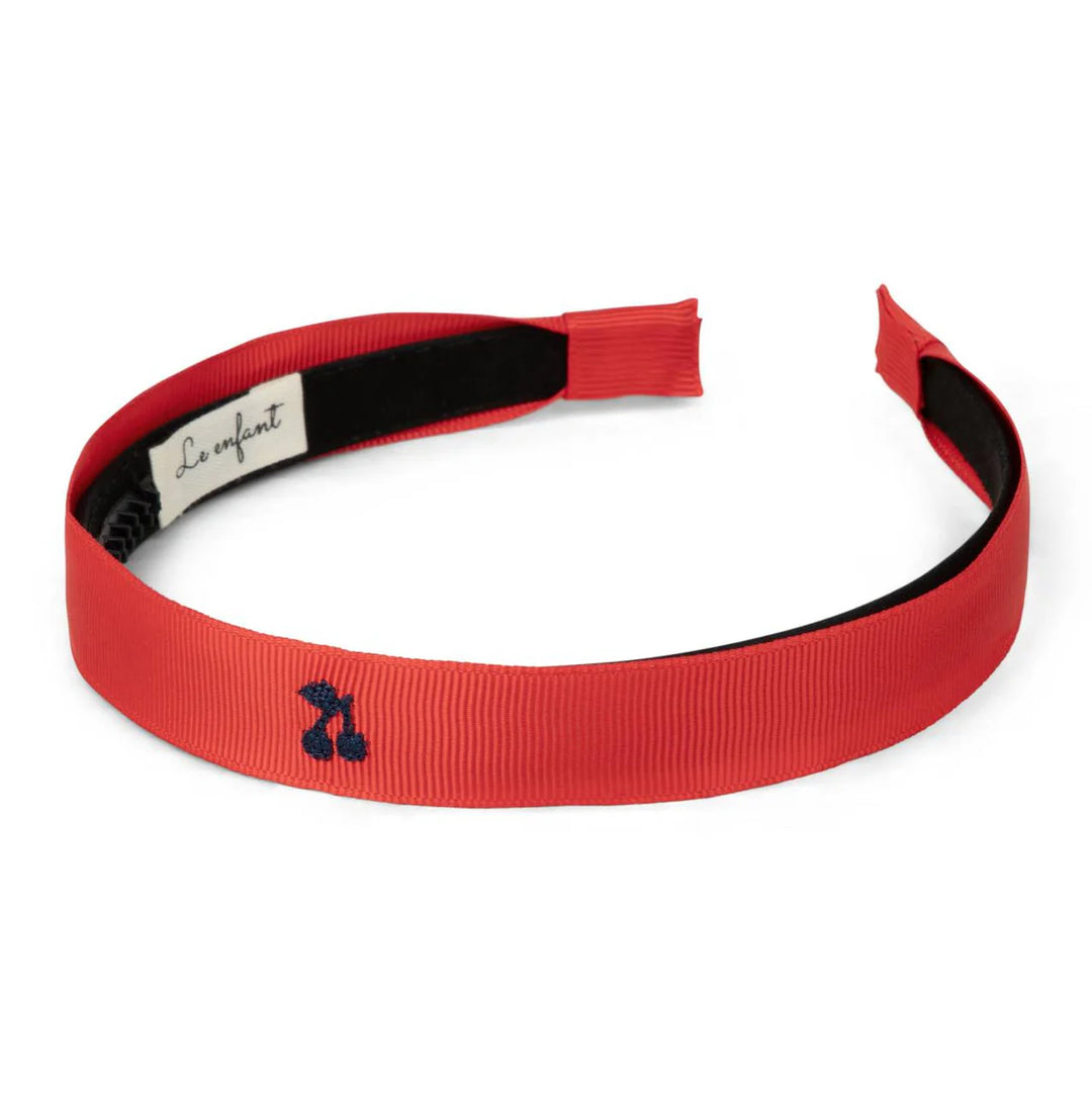 headband navy thread cherry embroidered - red