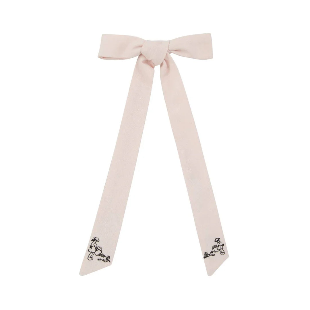 clip garden embroidered bow medium - soft rose