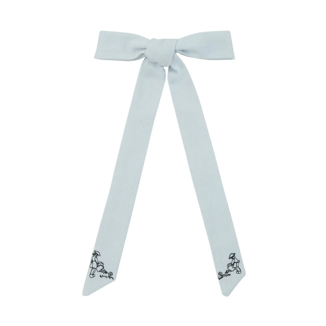 clip garden embroidered bow medium - light blue