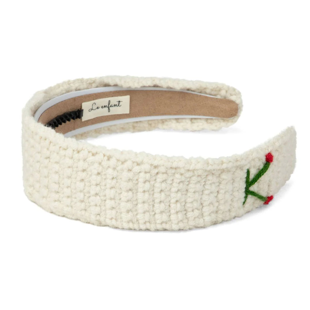 headband crochet cherry thick - cream