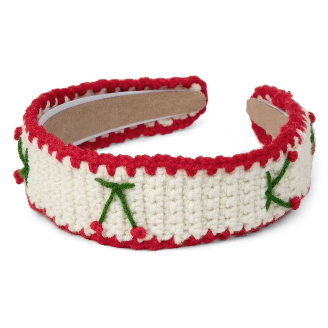 headband crochet cherry thick - red