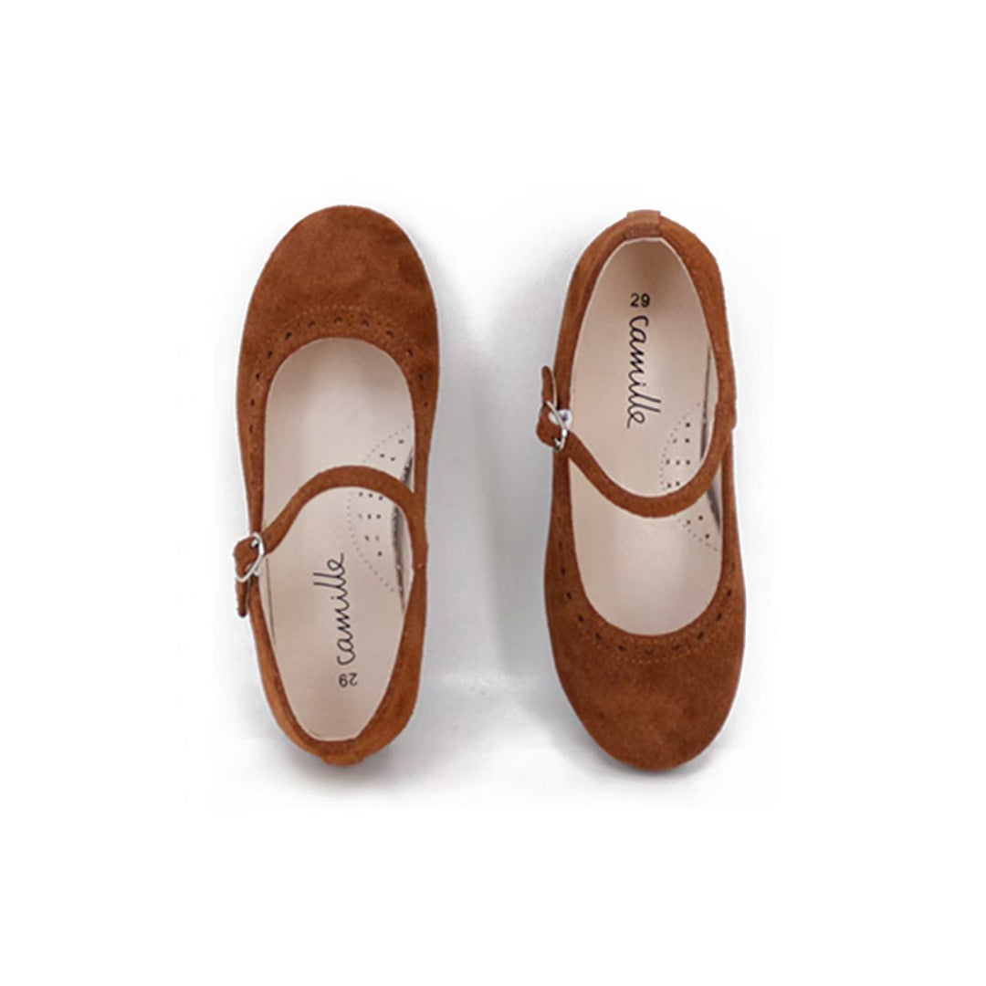 shoes mary janes - brown suede