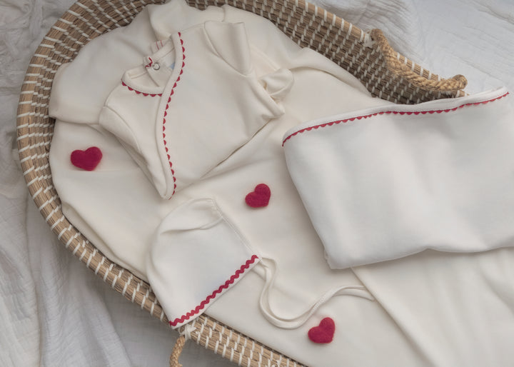 footie classic ric rac with bonnet - red/white