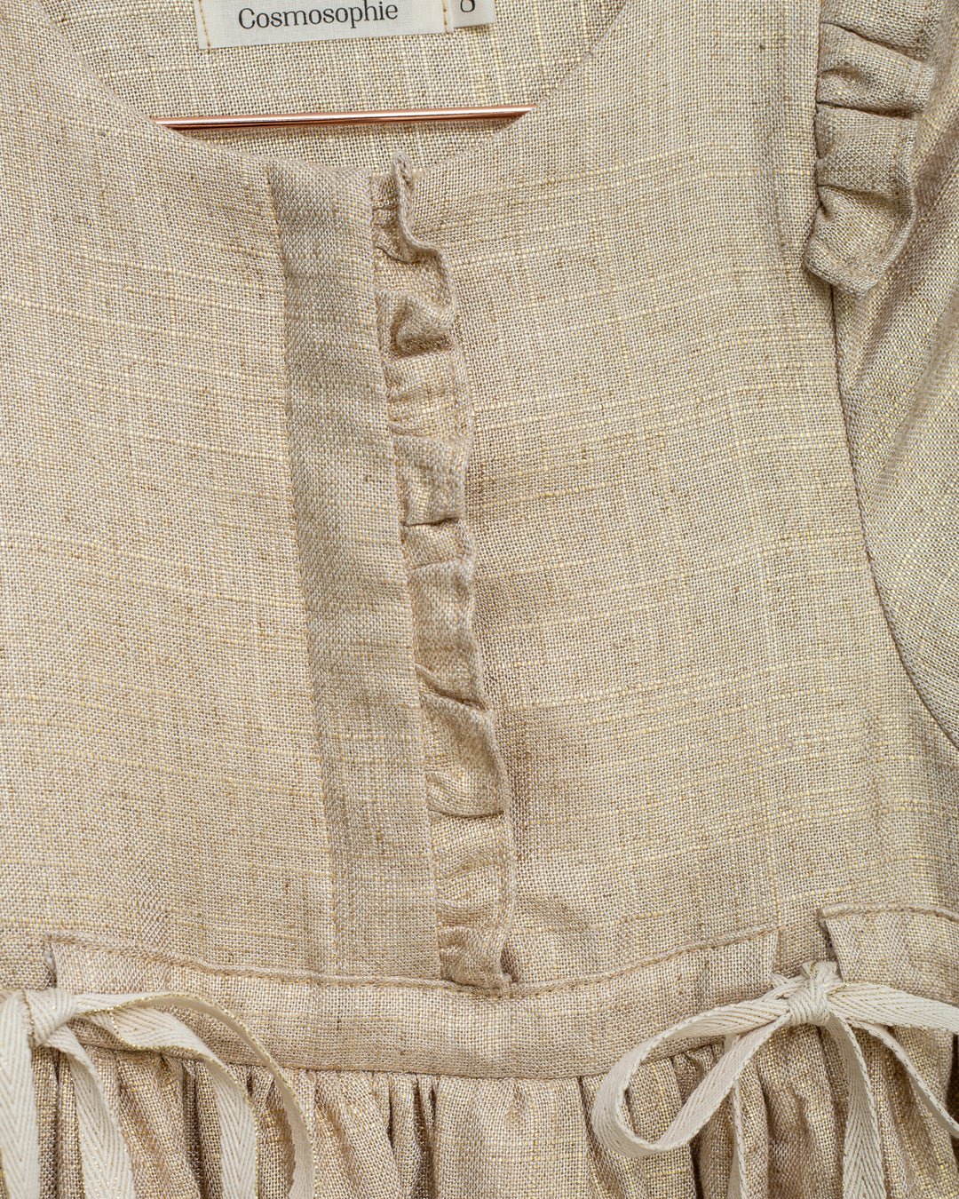 dress metallic frill with waist ties - gold