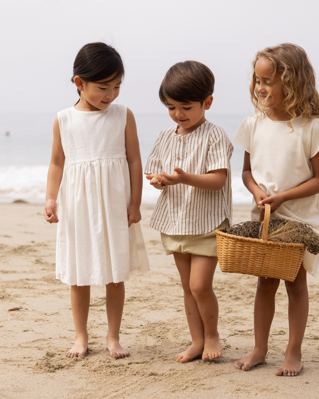 shirt s/s placket mandarin collar - fennel stripe