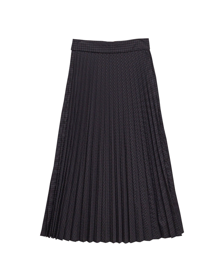 skirt midi checkered accordian pleats - vichy black