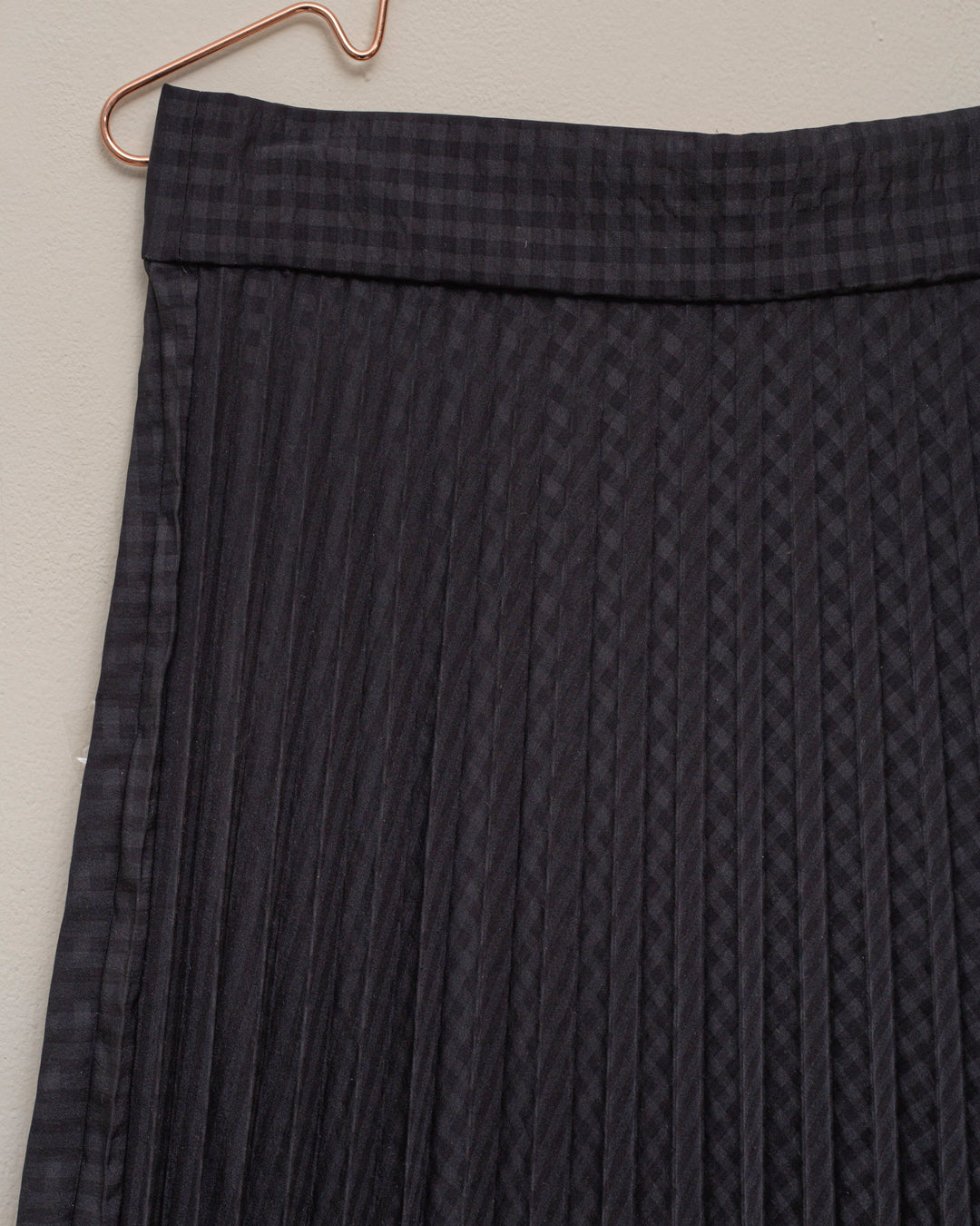 skirt midi checkered accordian pleats - vichy black