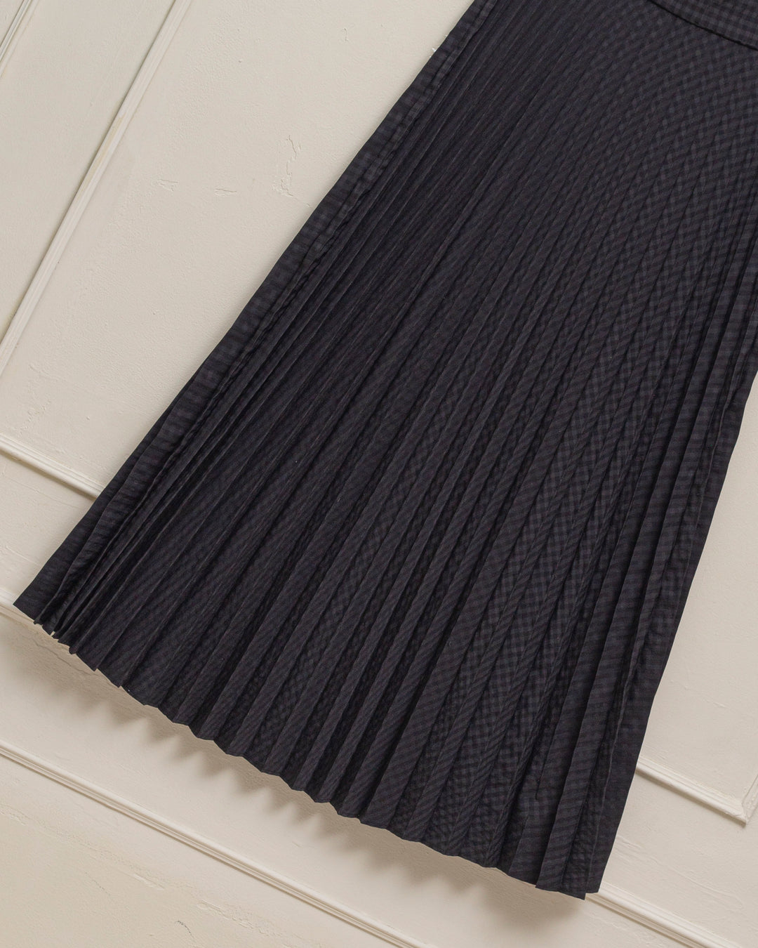 skirt midi checkered accordian pleats - vichy black