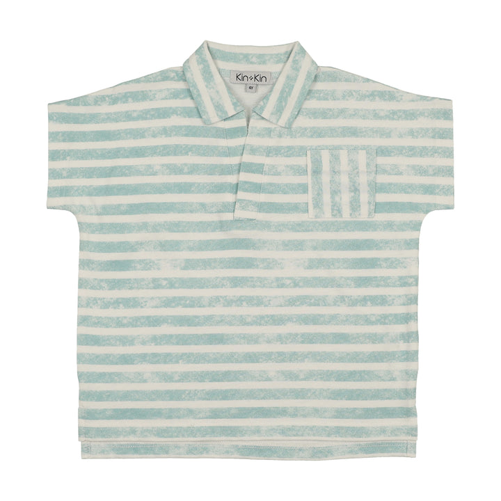 polo s/s striped with pocket - soft blue