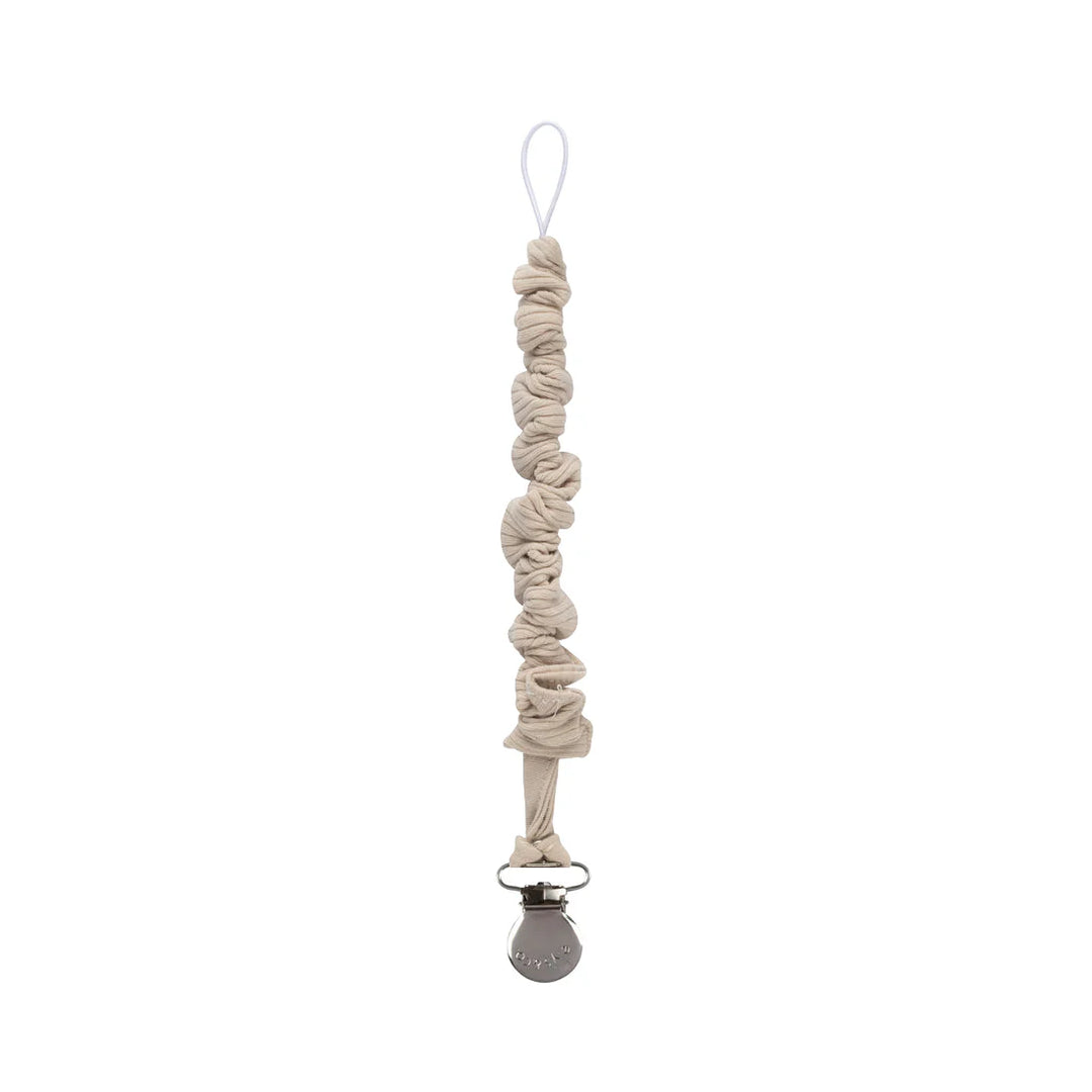 pacifier clip solid ribbed cotton - ivory