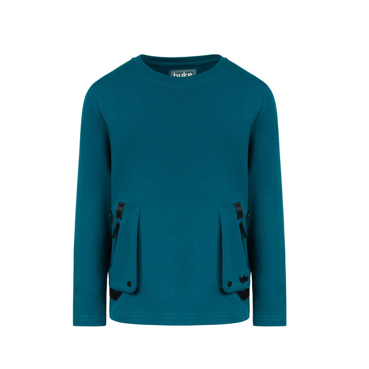 top l/s pocket crewneck sweatshirt - teal blue