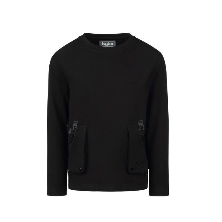 top l/s pocket crewneck sweatshirt - black