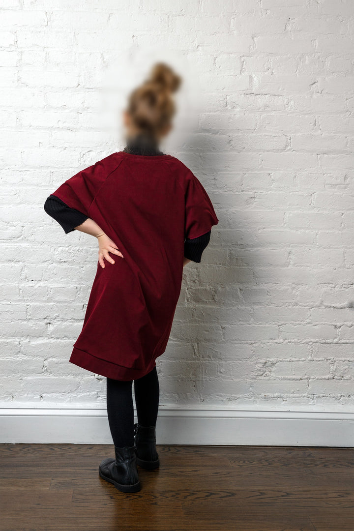 dress s/s sherpa heart sweatshirt - burgundy