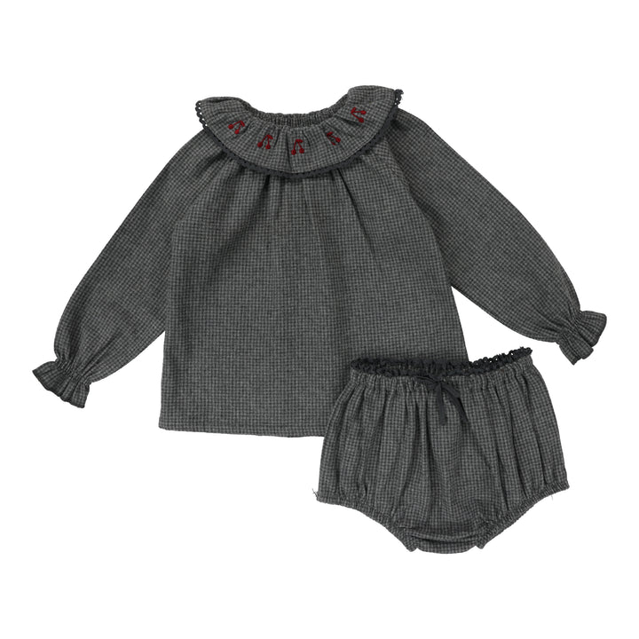 set outfit shirt and bloomer - grey houndstooth