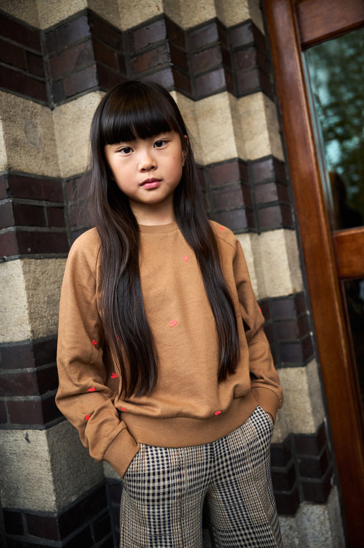 top l/s mini hearts sweatshirt - toasted coconut