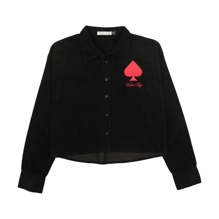 shirt l/s cropped corduroy ace - black