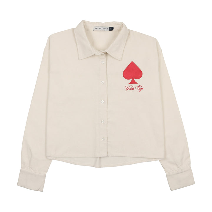 shirt l/s cropped corduroy ace - white