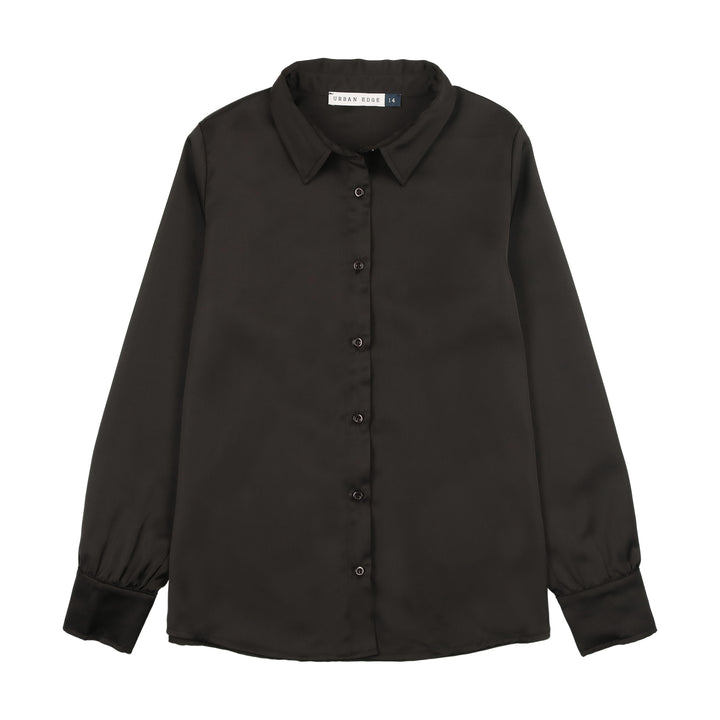 shirt l/s satin blouse - black
