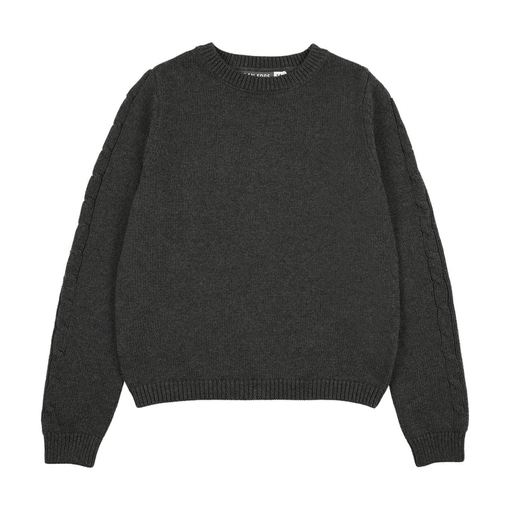 top l/s chunky knit sweater - grey
