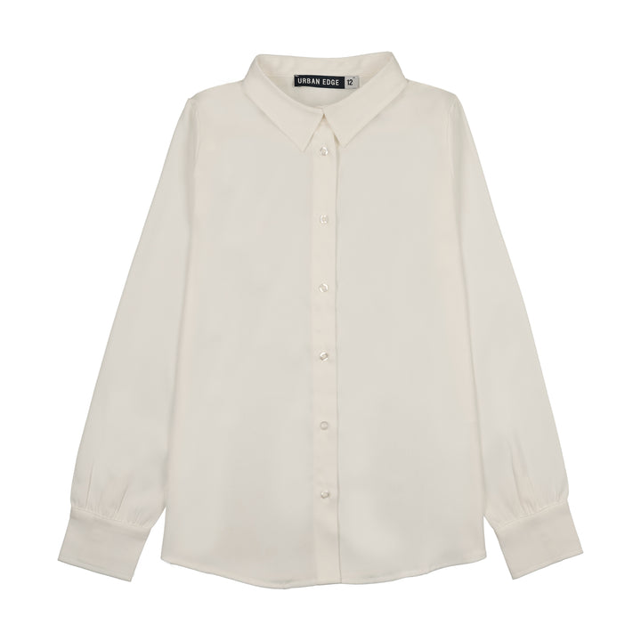 shirt l/s satin blouse - white