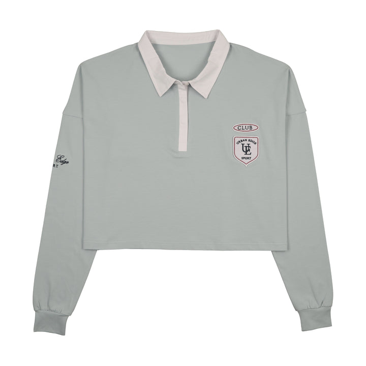 polo l/s rugby logo - light blue