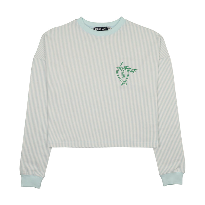 tee l/s pinstriped logo - blue striped