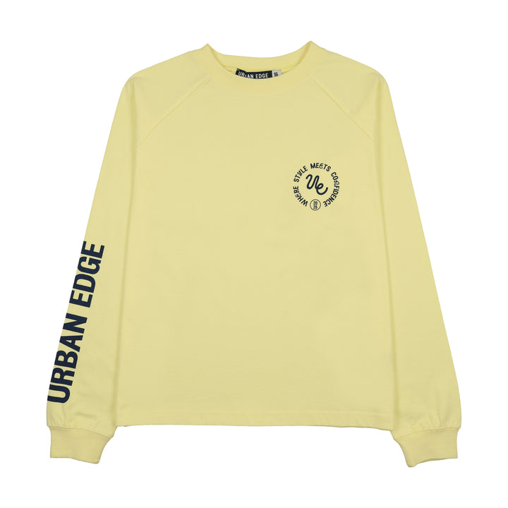 tee l/s oversized raglan logo - yellow