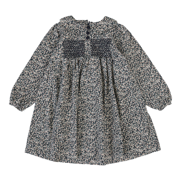dress daisy floral with collar - dusty blue