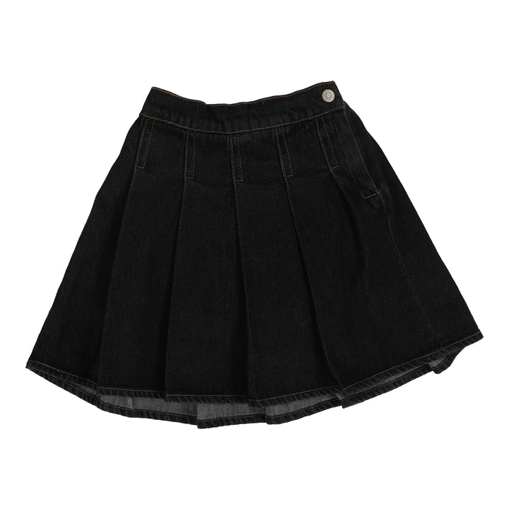 skirt pleated - black denim