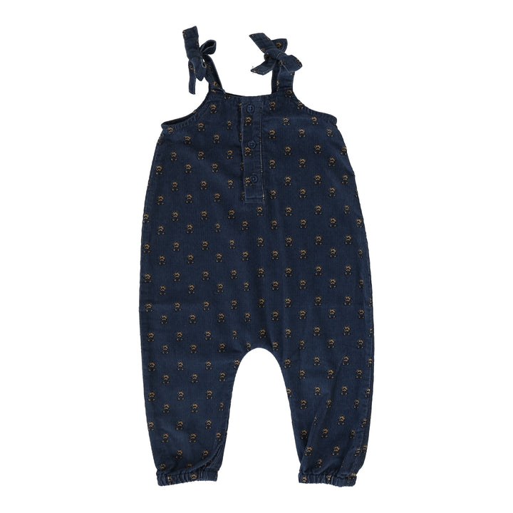 one piece vintage floral corduroy overalls - off blue