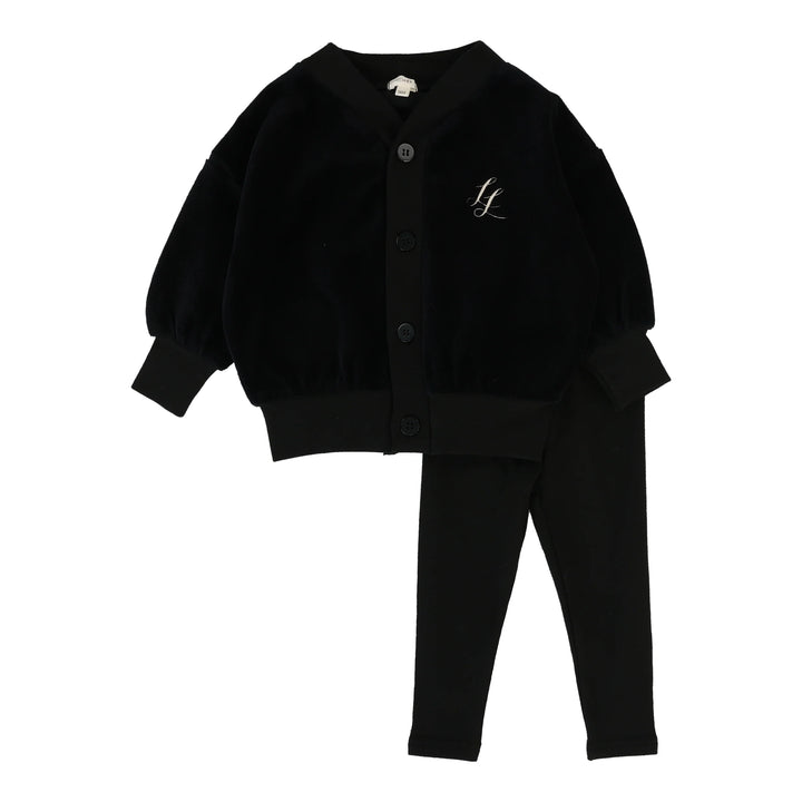pajamas emblem top and pants - black