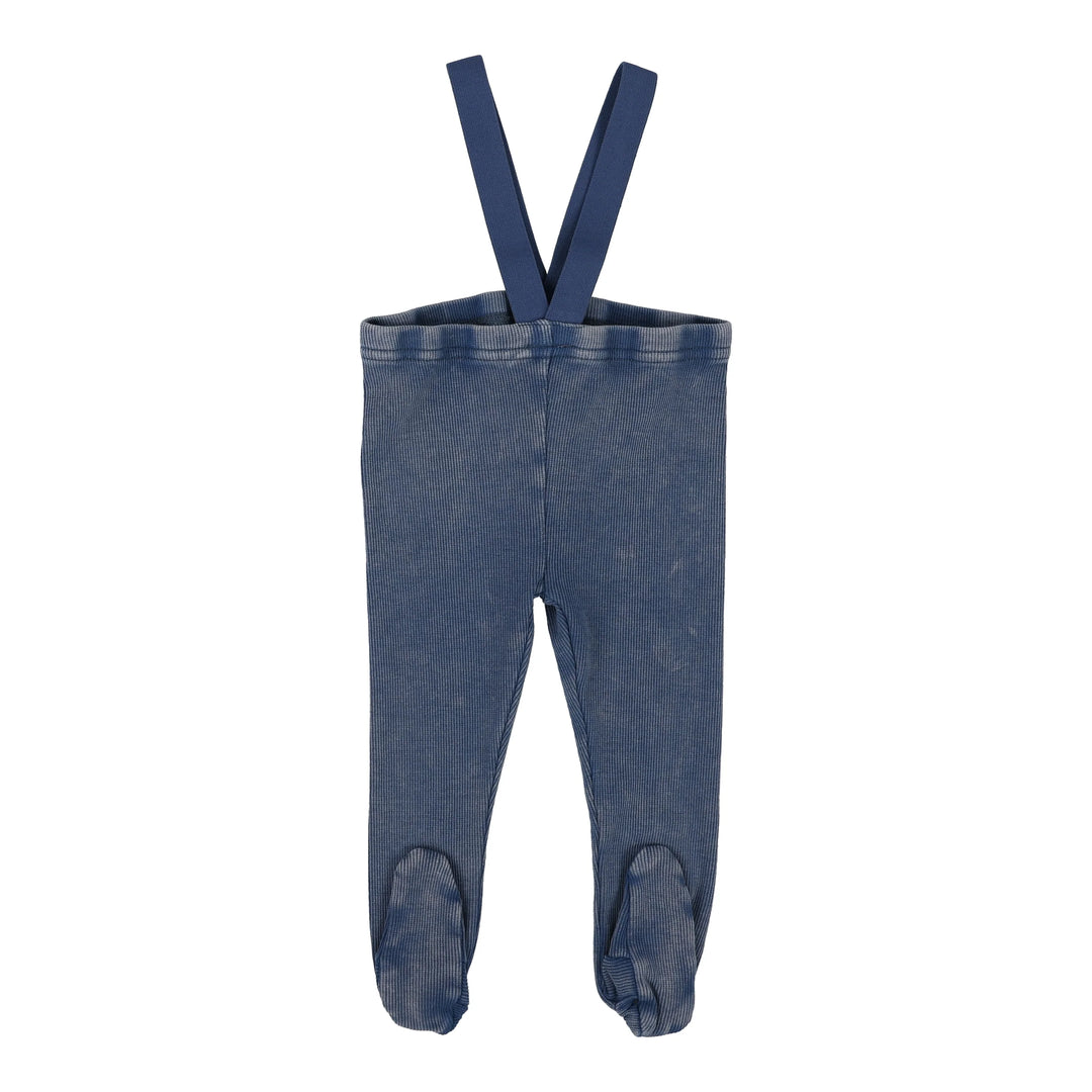 overall footed suspender - blue wash