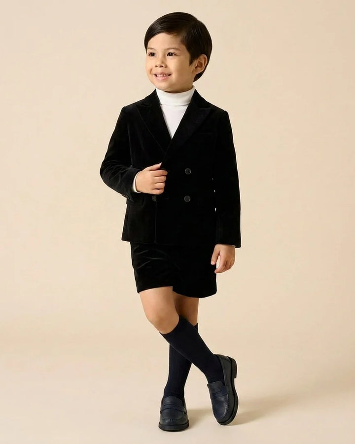 blazer velvet double breasted - black
