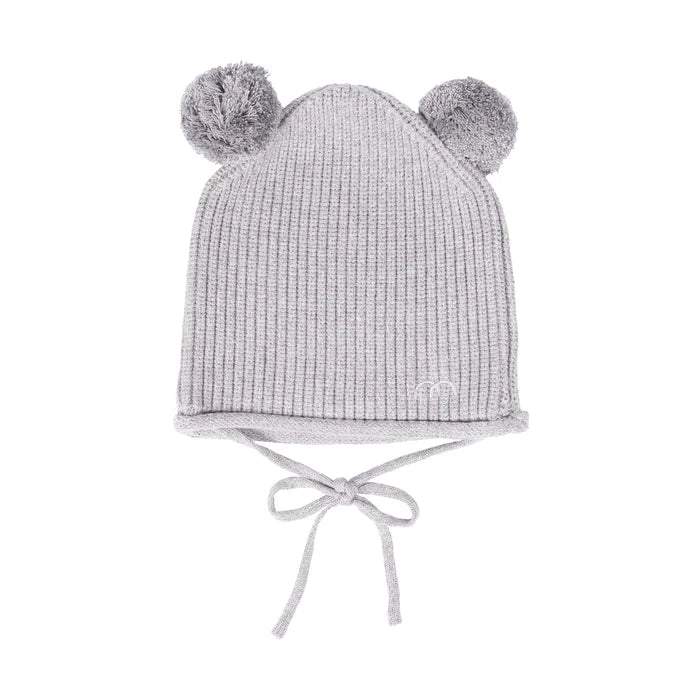 hat rolled edge pom pom beanie - grey-287