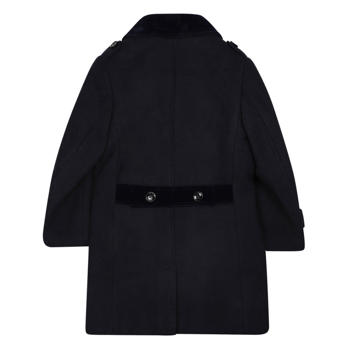 coat wool velvet collar - navy