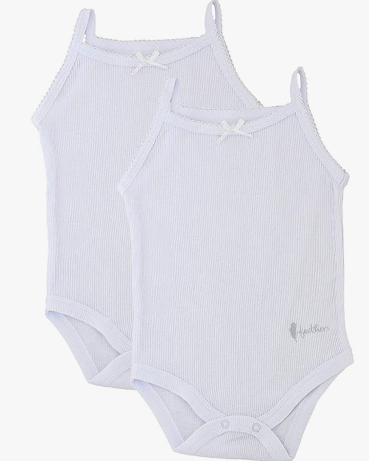 onesie ribbed spaghetti straps 2 pack - white