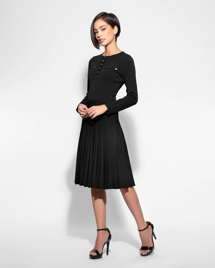 skirt knit pleated - black