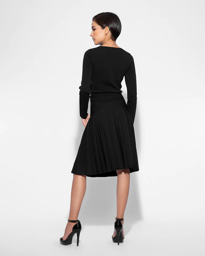 skirt knit pleated - black
