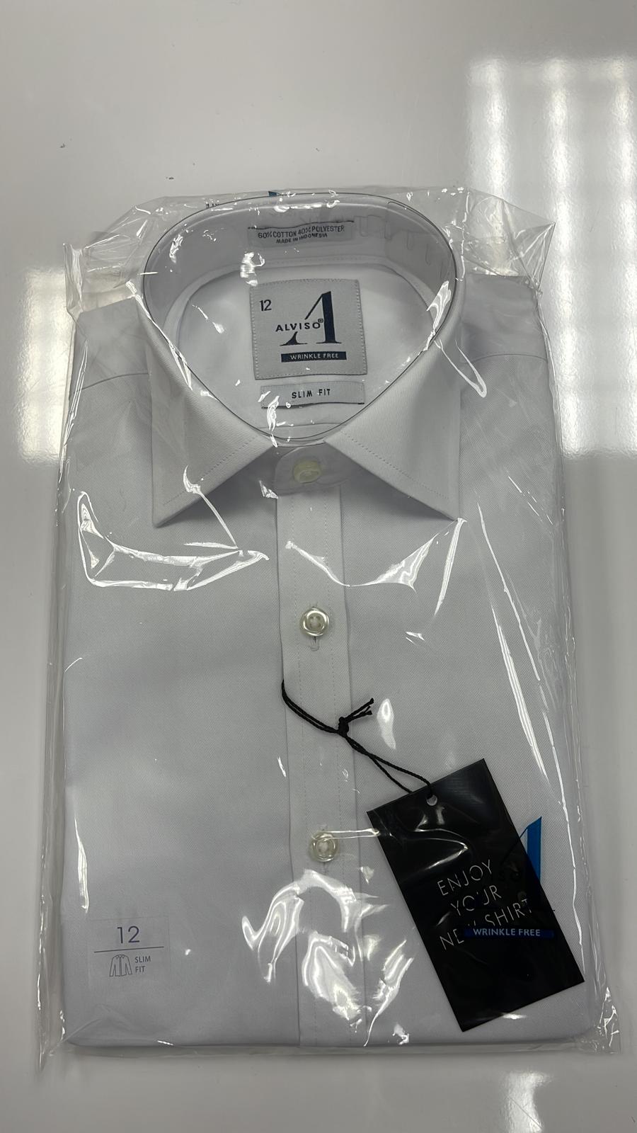 alviso dress shirts Alviso Boys White Long Sleeve 100% Cotton Non-Iron Dress Shirt