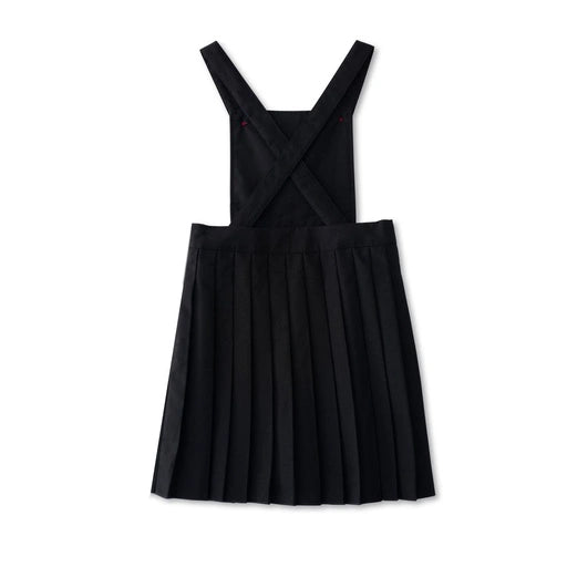 uniform pleated pinafore with wooden buttons - black